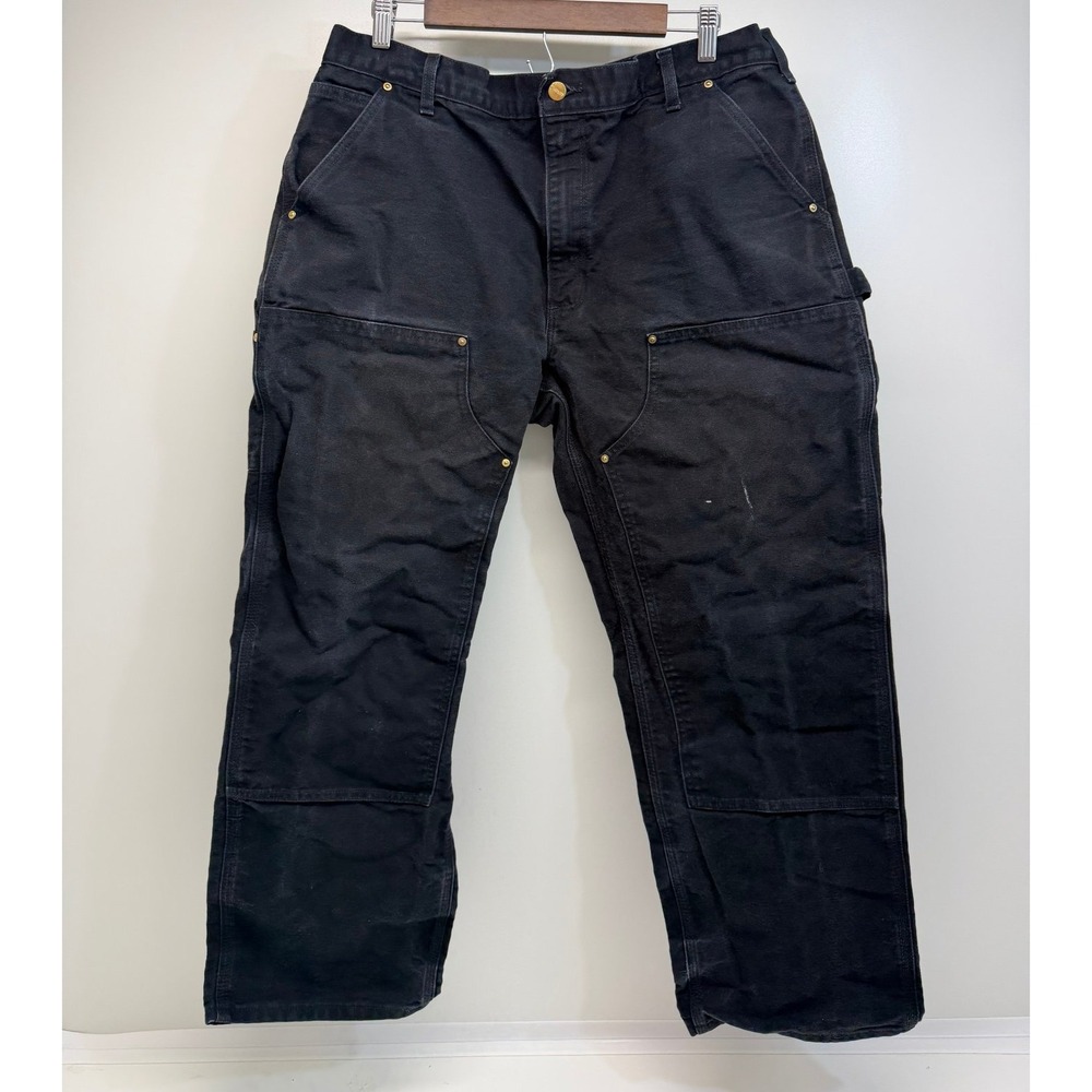 Vintage Carhartt Double Knee B01 BLK Workwear Pants Faded Black Size 38x30 USA